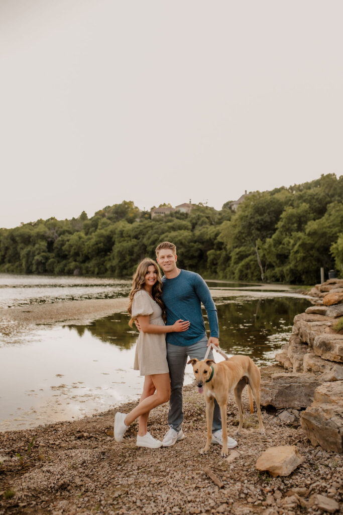 Summer Engagement Photos by Lake in Kansas City