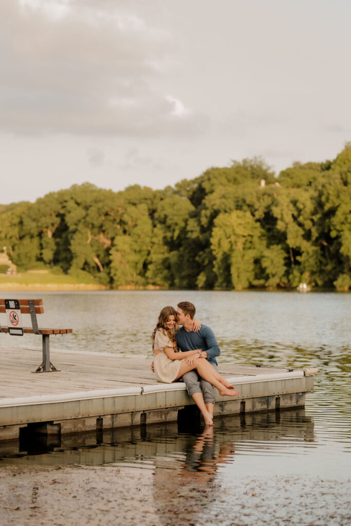 Engaged Couple Photos by lake in Kansas City