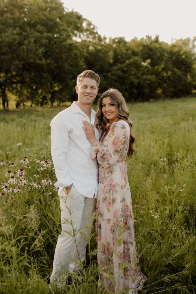 Summer Engagement Photos in Wildflower Field in Kansas City