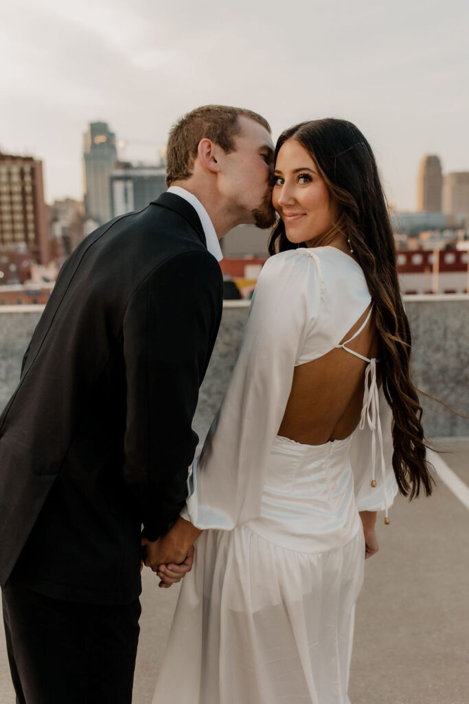 Romantic Engagement Photo in Downtown KC
